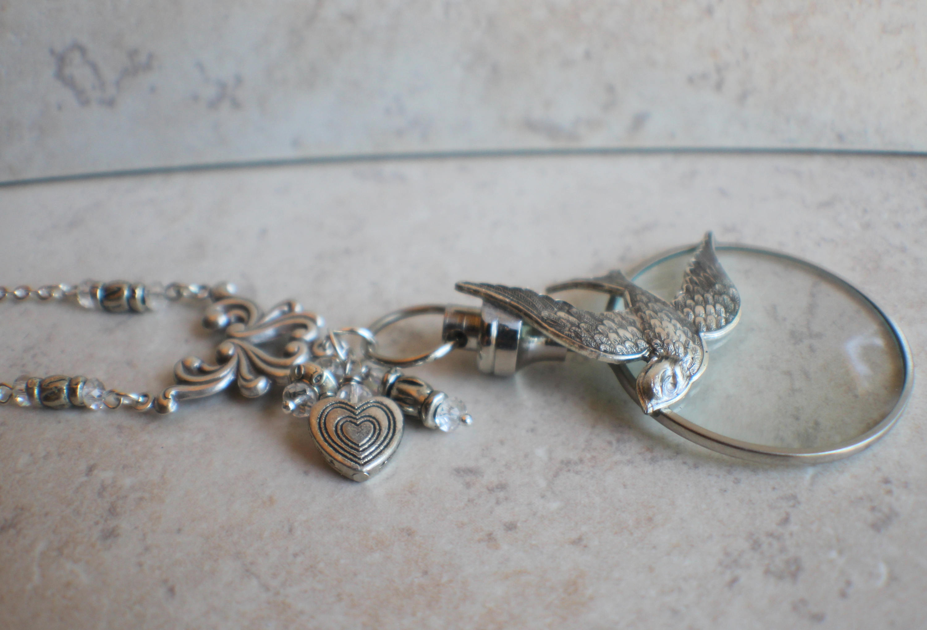 Magnifying Glass Necklace Magnifying Glass Pendant Silver Etsy