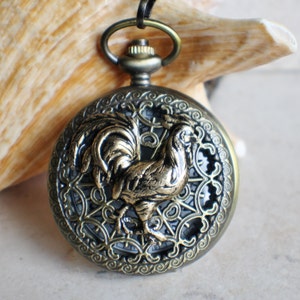 Rooster pocket watch,  Rooster pocket watch  in bronze