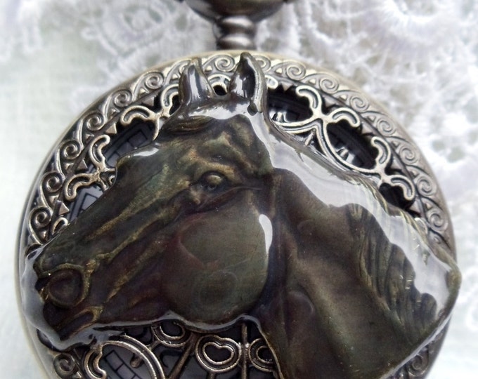 Horse Pocket Watch Mens Pocket Watch With Horse Head Mounted Etsy