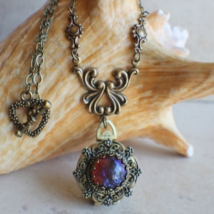 Mexican Fire Opal Photo Locket, Four Photo Locket Necklace, Multi Picture Locket, Photo Locket, Multi Frame Locket