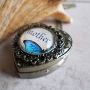 Music box locket for Mother, heart music box locket with Mother image cabochon on front cover. image 2