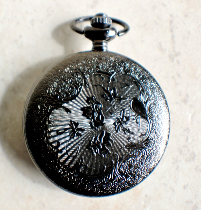 Mermaid Pocket Watch Mens Black Pocket Watch With Mermaid Etsy