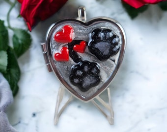 Heart Music Box, Dog Paw Locket, Clay Locket, Musical Locket, Photo Locket, Memorial Locket, Mini Music Box, Memory Locket, Photo Locket