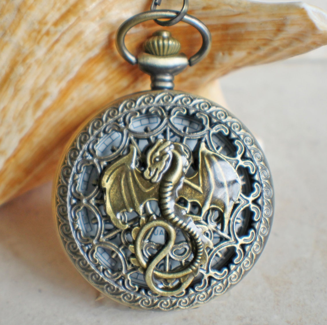 Dragon pocket watch men's pocket watch with bronze dragon Etsy