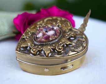 Amethyst Glass Opal Music Box Locket, Photo Locket, Music Box Locket, Music box pendant,  Heart Shaped Locket, Music Box Necklace