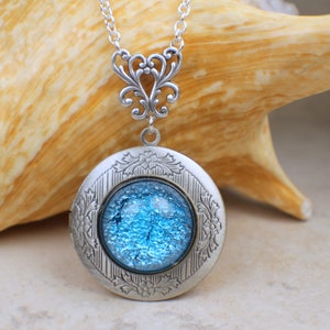 Aqua Glass Opal Locket Small Photo Locket Photo Locket - Etsy