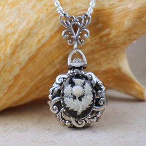 Distel Cameo Foto Locket Silber, vier Foto Locket Halskette, Multi Bild Medaillon, Foto Medaillon, Multi Frame Medaillon