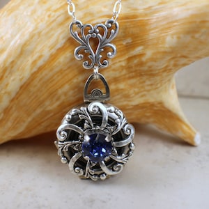 Sapphire Crystal Locket, Silver Photo Locket, Four Photo Locket Necklace, Multi Picture Locket, Photo Locket, Multi Frame Locket