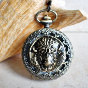 Buffalo pocket watch,  Men&#39;s buffalo pocket watch  in bronze