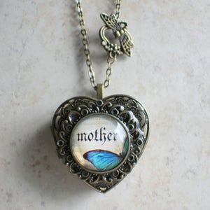 Music box locket for Mother, heart music box locket with Mother image cabochon on front cover. image 3