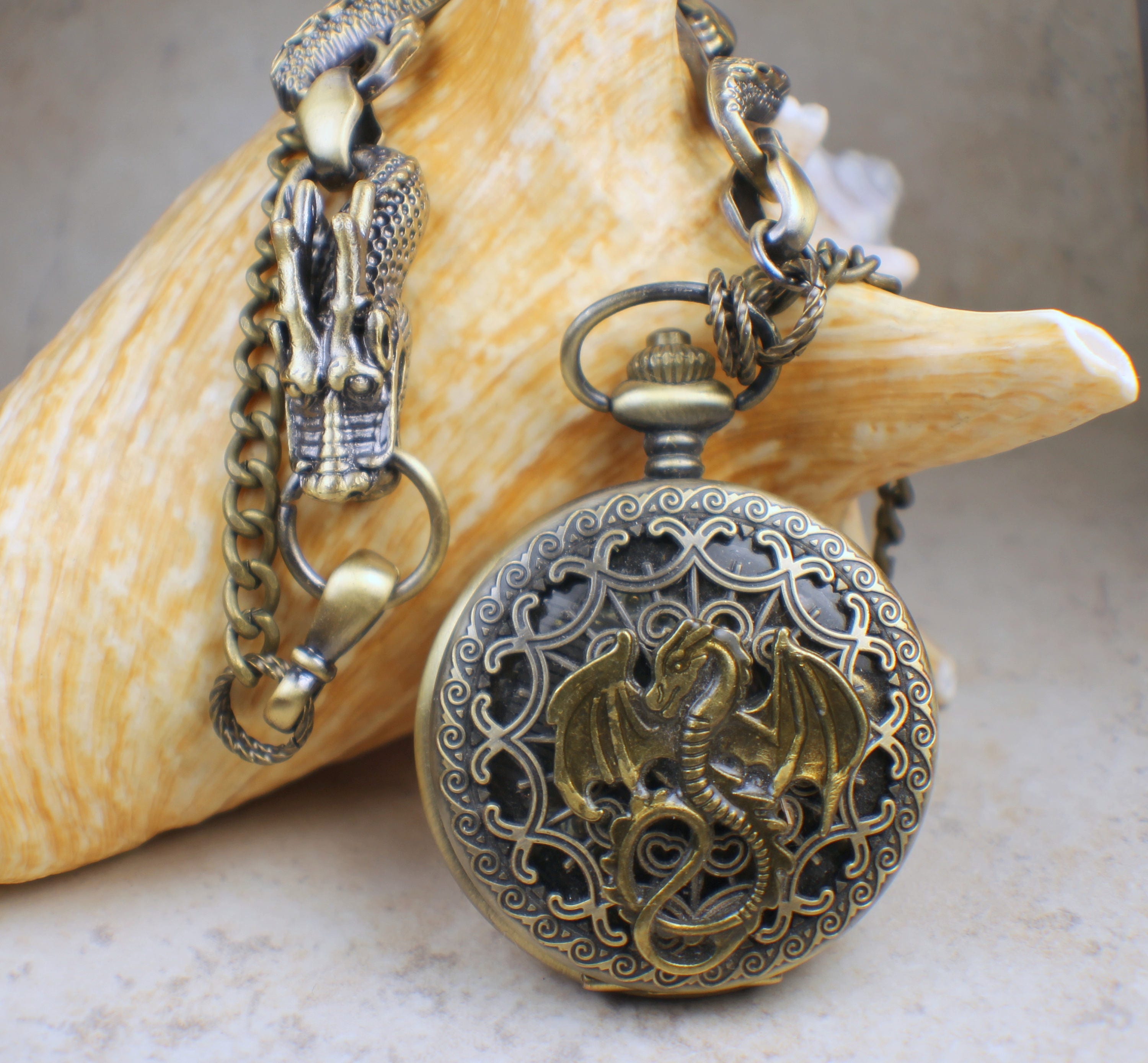 Bronze Dragon Locket Steampunk Locket Dragon Jewelry Dragon Etsy