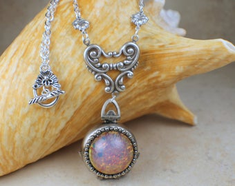 Pink Fire Opal Silver Photo Locket, Four Photo Locket Necklace, Multi Picture Locket, Photo Locket, Multi Frame Locket