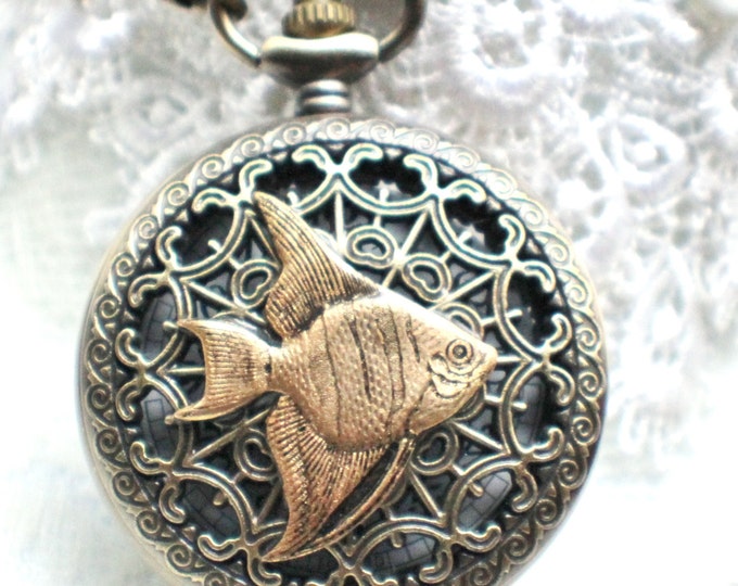 Angel Fish Pocket Watch Men's Angel Fish Pocket Watch in Etsy