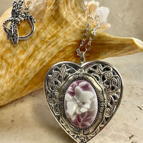 Angel Cameo Music Box Locket Music Box Necklace Mini Music Etsy