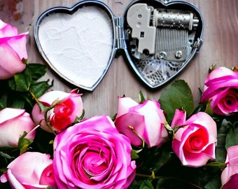 Rose Quartz Music Box Locket, Music Box Locket, Music Box Pendant