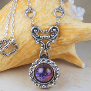 Mexican Fire Opal Photo Locket Silver, Four Photo Locket Necklace, Multi Picture Locket, Photo Locket, Multi Frame Locket