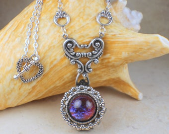 Mexican Fire Opal Photo Locket Silver, Four Photo Locket Necklace, Multi Picture Locket, Photo Locket, Multi Frame Locket