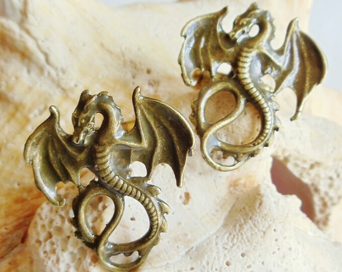 Dragon Cufflinks Bronze Dragon Cufflinks Etsy