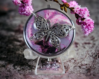 Butterfly Music Box Locket, Music Box Necklace, Mini Music Box, Clay Locket, Gift for Her, Birthday Gift for Her, Butterfly Locket