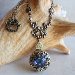 Deep Blue Fire Opal Photo Locket, Four Photo Locket Necklace, Multi Picture Locket, Photo Locket, Multi Frame Locket