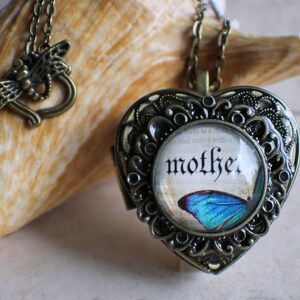 Music box locket for Mother, heart music box locket with Mother image cabochon on front cover. image 6