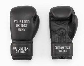 Custom Black Leather Boxing Gloves Personalized Cowhide Training Gear Elastic Wrap Cuff