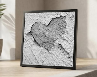 Vitt och vitt fototryck med hjärtan i naturen, romantisk minimalistisk väggkonst (digital nedladdning)