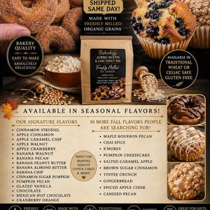 Freshly Milled to Order Jumbo Muffin & Cake Donut Mix | Organic Baking Mix | Traditional Wheat or Gluten Free | 16 oz