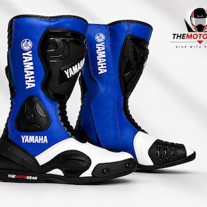 Yamaha motorcykelstövlar | Racingstövlar i äkta läder | Sportutrustning | Handgjorda skyddsstövlar