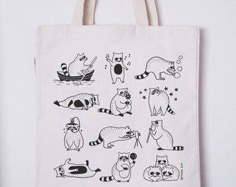 Raccoon-Organic Cotton Heavy Canvas Tote Bag