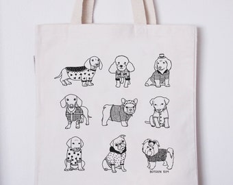 Organic Cotton Heavy Canvas Tote Bag-Puppies