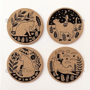 A Girl and Her Kitty Coaster Set