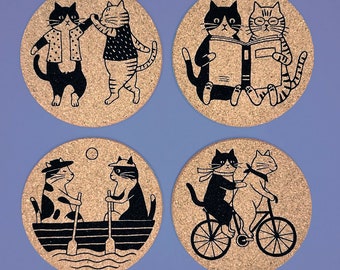 Purrfect Partners Coaster Set