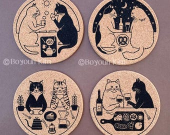 Cat Pairings Coaster set