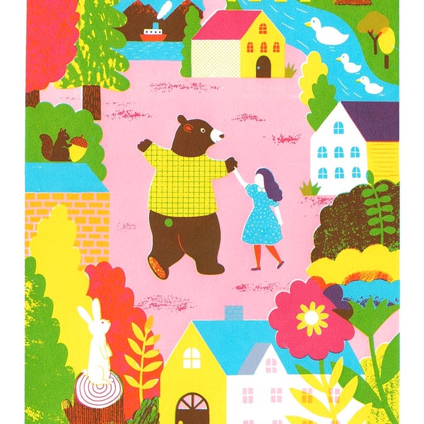 Bear Dance, Original Screenprint