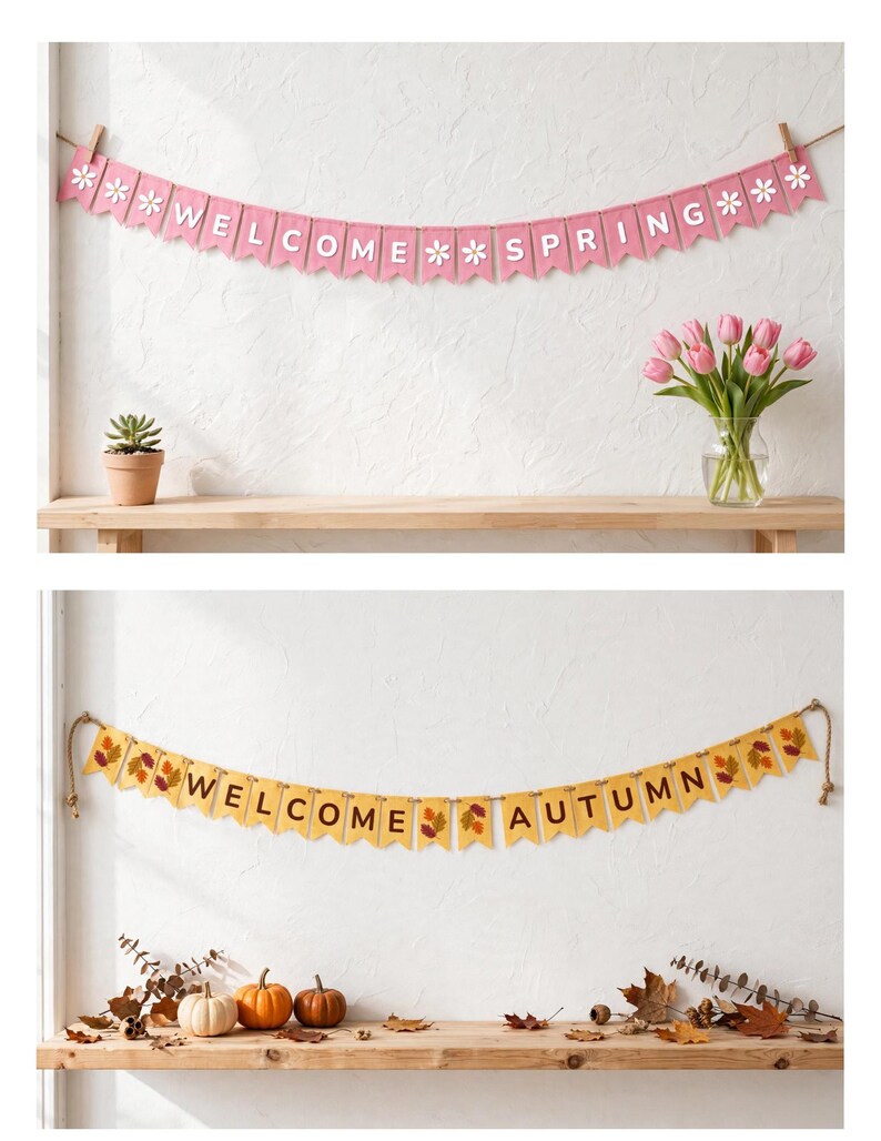 Colorful Spring Banner 4 Seasons Welcome Banner | Spring, Summer, Autumn, Winter Bunting ...
