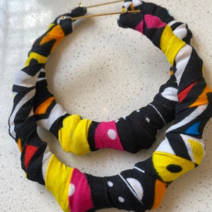 アフリカンプリント バンブーフープイヤリング