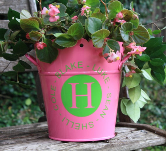 Items similar to Personalized steel planter/pot/bucket Monogram
