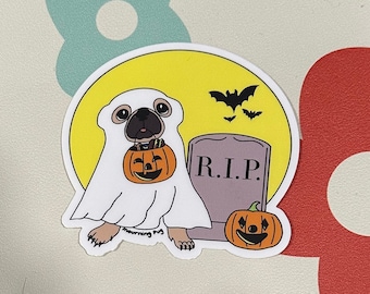 Ghost Fawn Pug Sticker