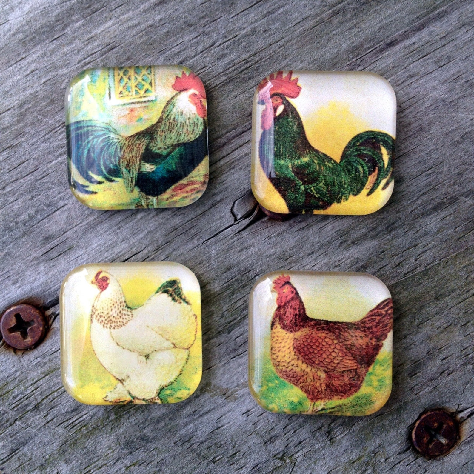 Chicken Vintage Rooster Glass Etsy