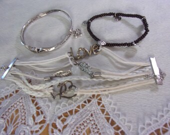 vintage lot of jewelry, bracelet, craft, repurpose jewelry lot E10