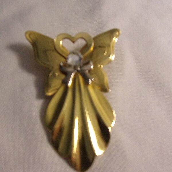 vintage gold tone angel brooch