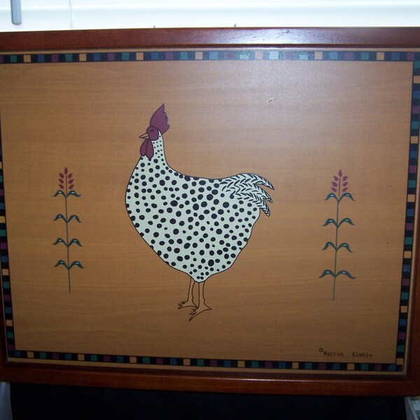 Chicken tray Sakura Warren Kimble Country Quartet Wooden Tray "spotted chicken"