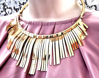 vintage Natasha gold tone bib necklace, statement necklace