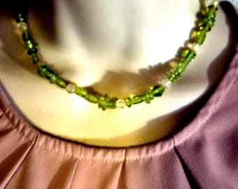 vintage green bead choker necklace G3
