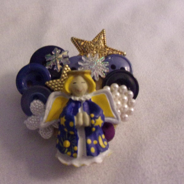 vintage angel and buttons pin