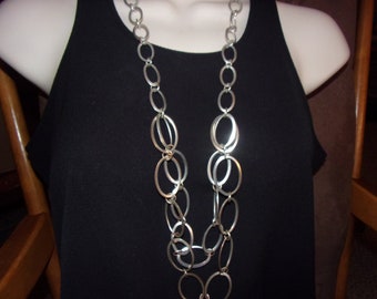 vintage NY silver tone chain necklace for craft, repurpose D7