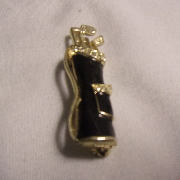 vintage rhinestone enamel golf bag pin