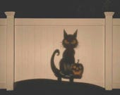 Black Cat Halloween Yard Stake, Halloween Shadow Caster, Jack O Lantern Cat Decor, Spooky Outdoor Halloween Decoration, Cat Lover Halloween