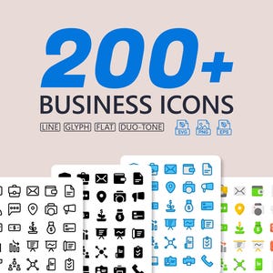 200+ Business Icons Bundle, Vector SVG EPS PNG (Digital Download)